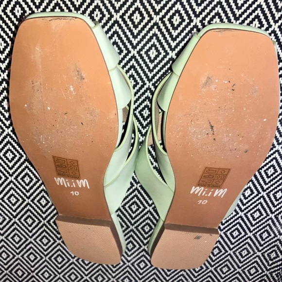 Mi.iM Reece Woven Leather Mint Green Pistachio Open Toe Slide - Picture 3 of 3